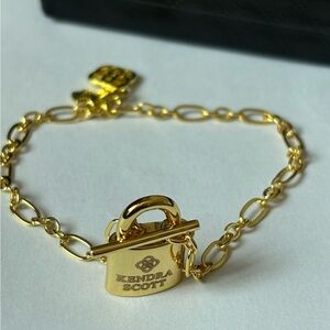 Kendra Scott Gold Chain Bracelet with Padlock Charm